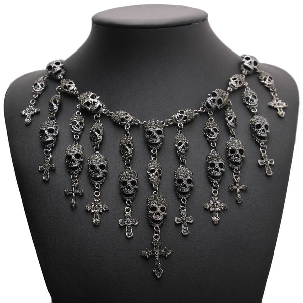 skull necklace, goth necklace, emo necklace