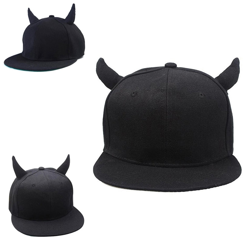 Devil Horns Snapback Cap With Adjustable Strap | Quality Embroidered | Trucker Hat | Dad hat | Horror | Gothic