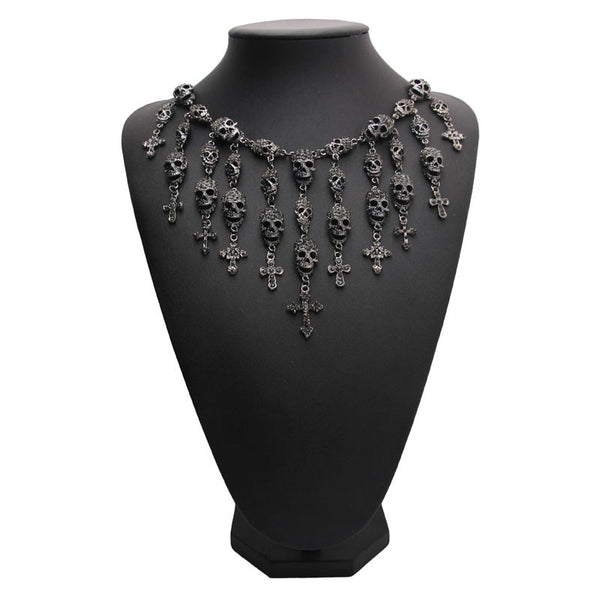 skull necklace, goth necklace, emo necklace
