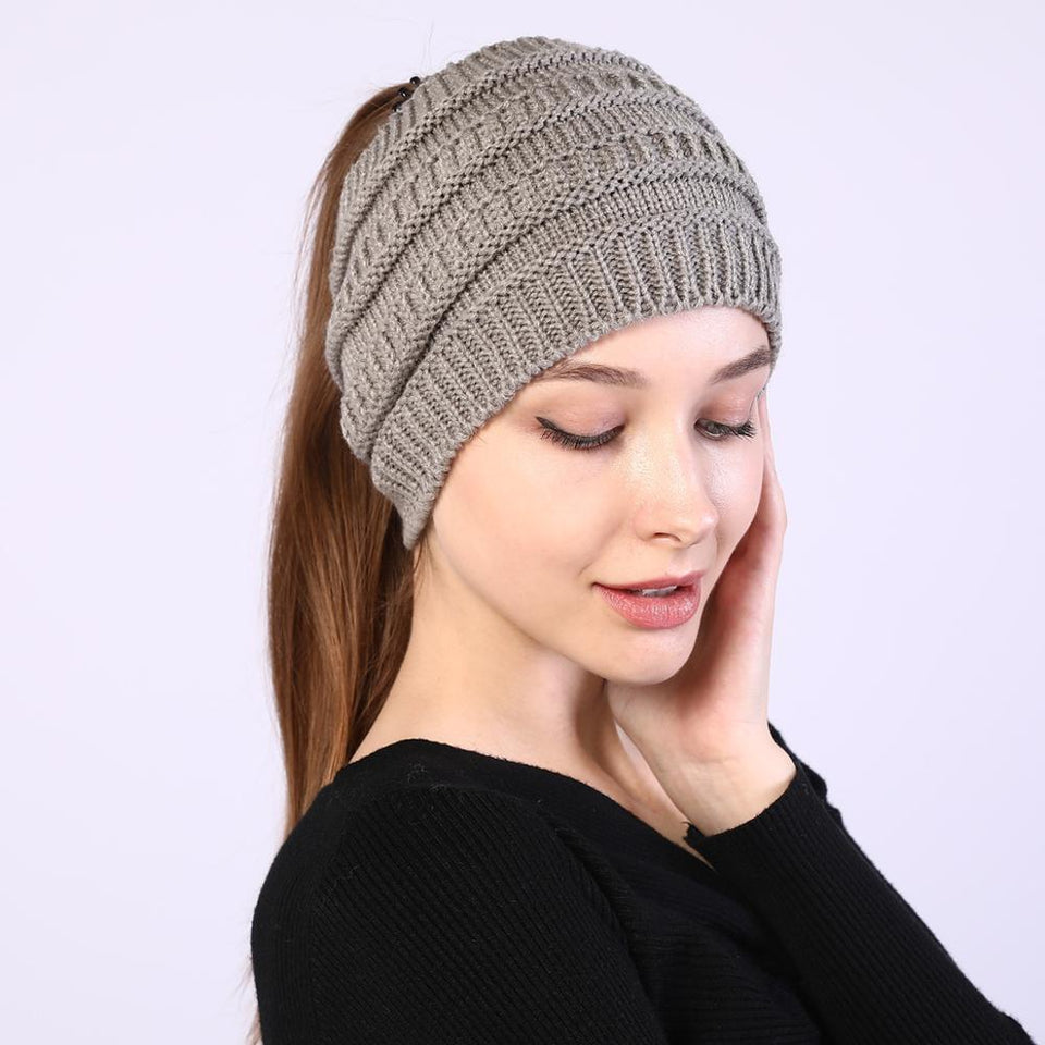 ponytail beanie, cc ponytail beanie, beanie with ponytail hole