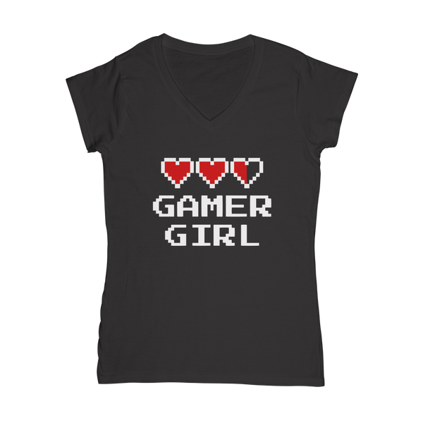 Gamer Girl Video Game ﻿Classic Women's V-Neck T-Shirt