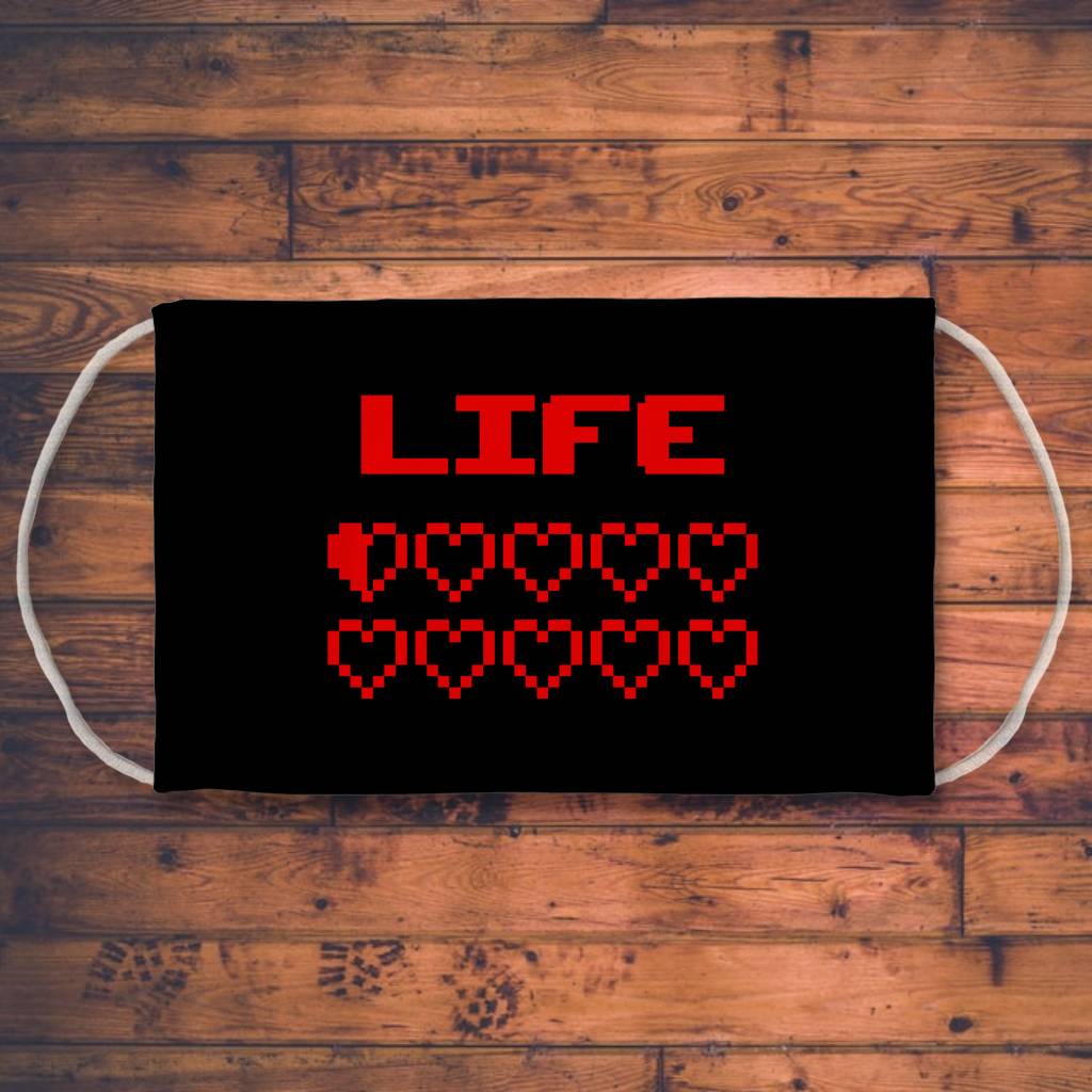 Gaming Life Bar / Game Hearts Sublimation Face Mask Main image