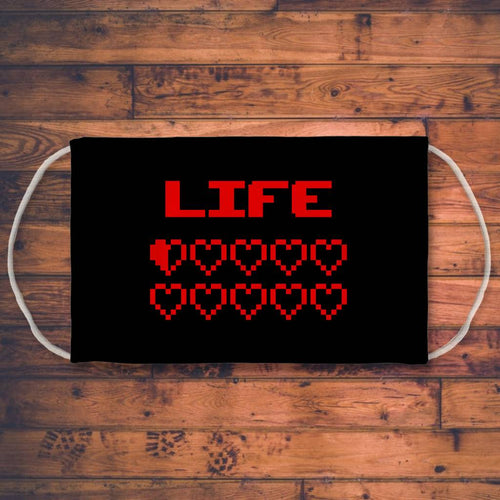 Gaming Life Bar / Game Hearts Sublimation Face Mask