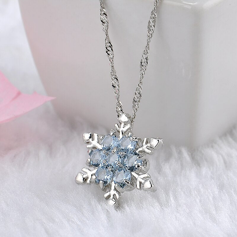 snowflake necklace, snow necklace