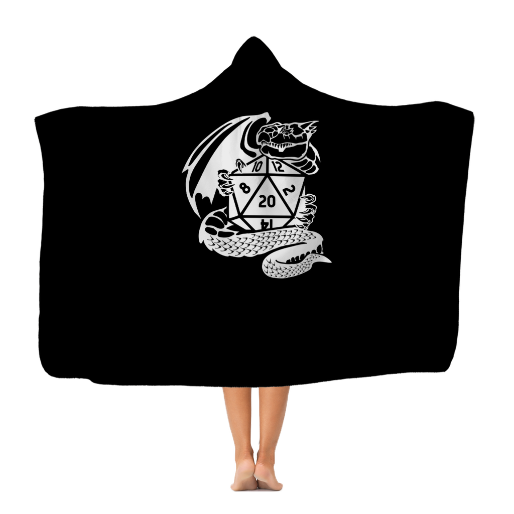 Dragon Fantasy RPG Dice Hooded Blanket | Dungeon Master | Tabletop RPG | Tabletop Games | RPG Blanket | Role Playing Game Hooded Blanket