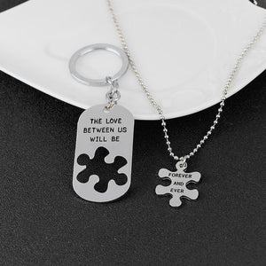 The Love Between Us Will Be Forever And Ever Necklace & Key Chain Set couple necklaces, couples keychains, relationship necklaces, couple chains