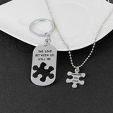 The Love Between Us Will Be Forever And Ever Necklace & Key Chain Set couple necklaces, couples keychains, relationship necklaces, couple chains