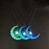 Moon Glowing Glow In The Dark Necklace moon necklace, crescent moon necklace, moon phase necklace