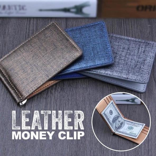Leather Wallet Money Clip