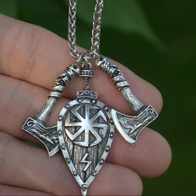 Axe & Shield Pendant Necklace Secondary image