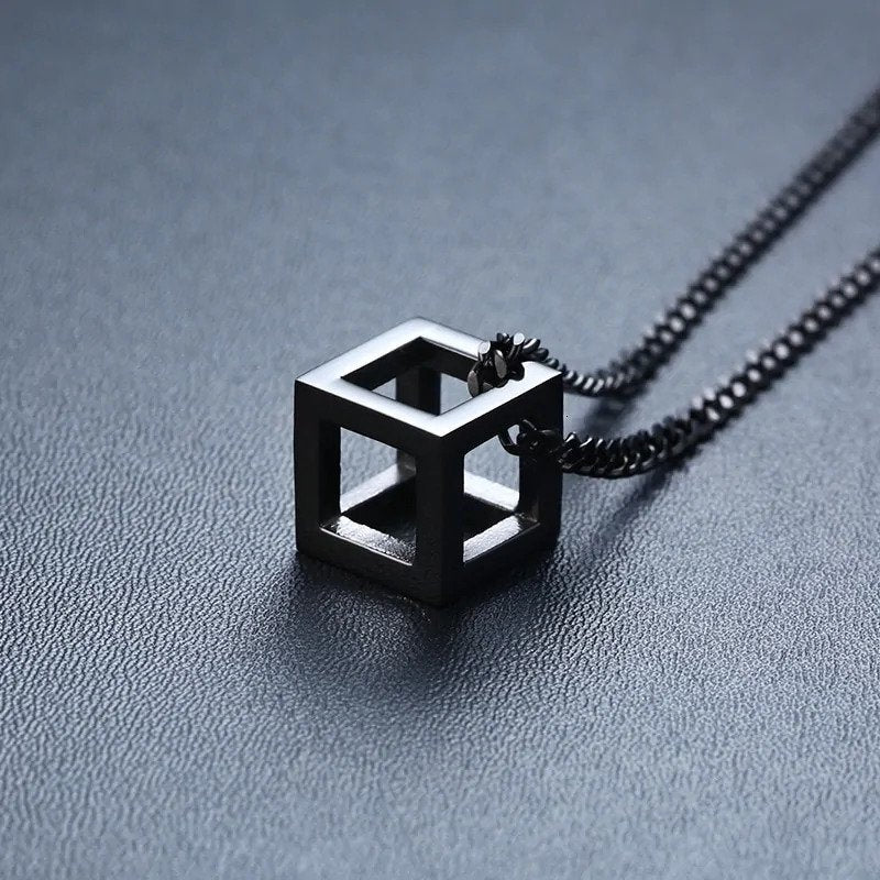 Men's Stainless Steel Necklace Cube Necklace Geometry Puzzle Necklace