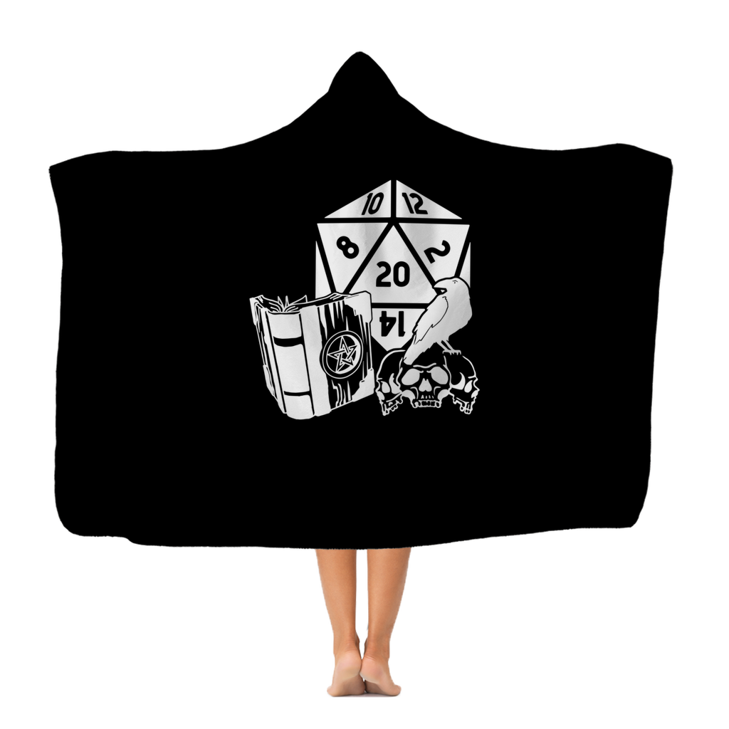 Raven Fantasy RPG Dice Hooded Blanket | Dungeon Master | Tabletop RPG | Tabletop Games | RPG Blanket | Role Playing Game Hooded Blanket