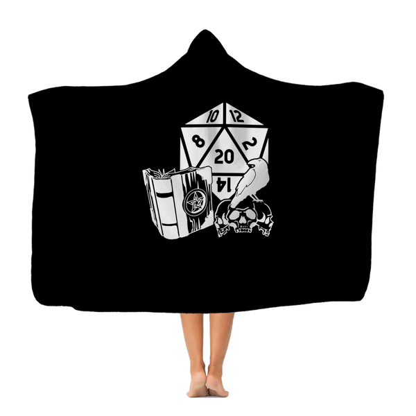 Raven Fantasy RPG Dice Hooded Blanket | Dungeon Master | Tabletop RPG | Tabletop Games | RPG Blanket | Role Playing Game Hooded Blanket