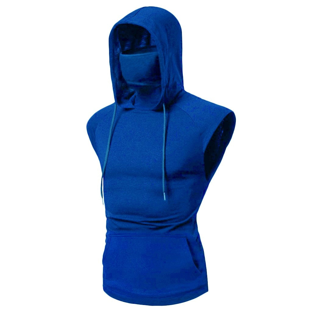 Masked Sleeveless Gym Hoodie Superhero Gear