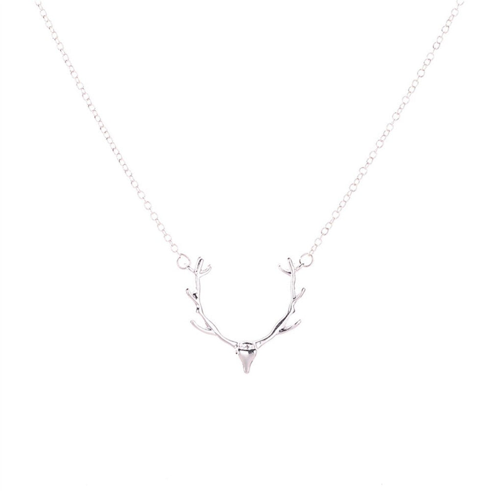 Elk Deer Antlers Pendant Necklace