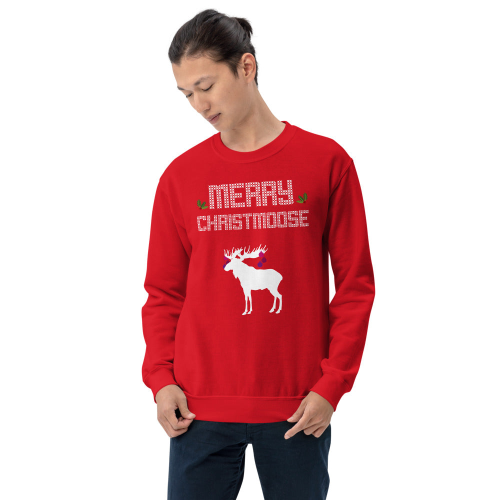 Merry Christmoose - Christmas Xmas Holidays Unisex Ugly Xmas Sweater Sweatshirt