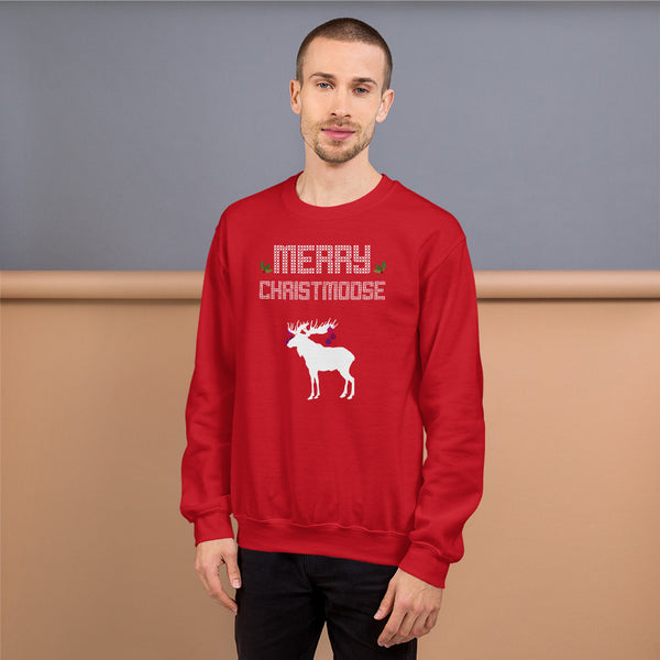 Merry Christmoose - Christmas Xmas Holidays Unisex Ugly Xmas Sweater Sweatshirt