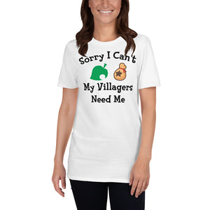 Sorry I Can't My Villagers Need Me White Unisex T-Shirt animal crossing shirt, animal crossing tshirt, animal crossing t-shirt