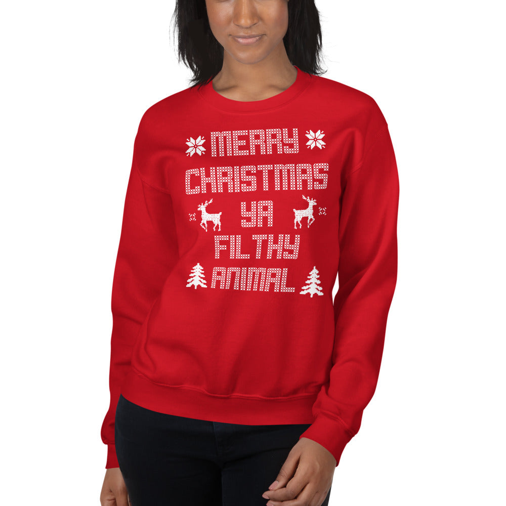 Merry Christmas Ya Filthy Animal Unisex Ugly Xmas Sweater Sweatshirt
