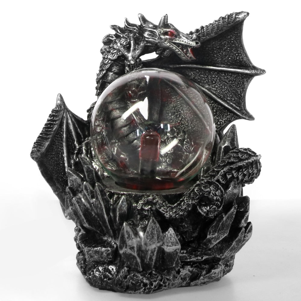 Fantasy Dark Dragon Plasma Ball Figurine