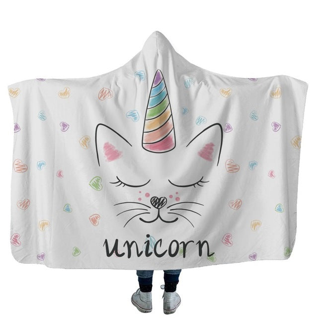 Unicorn Plush Hooded Blanket