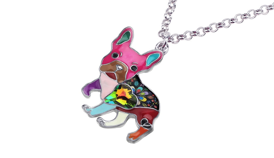 Frenchie French Bulldog Enamel Necklace