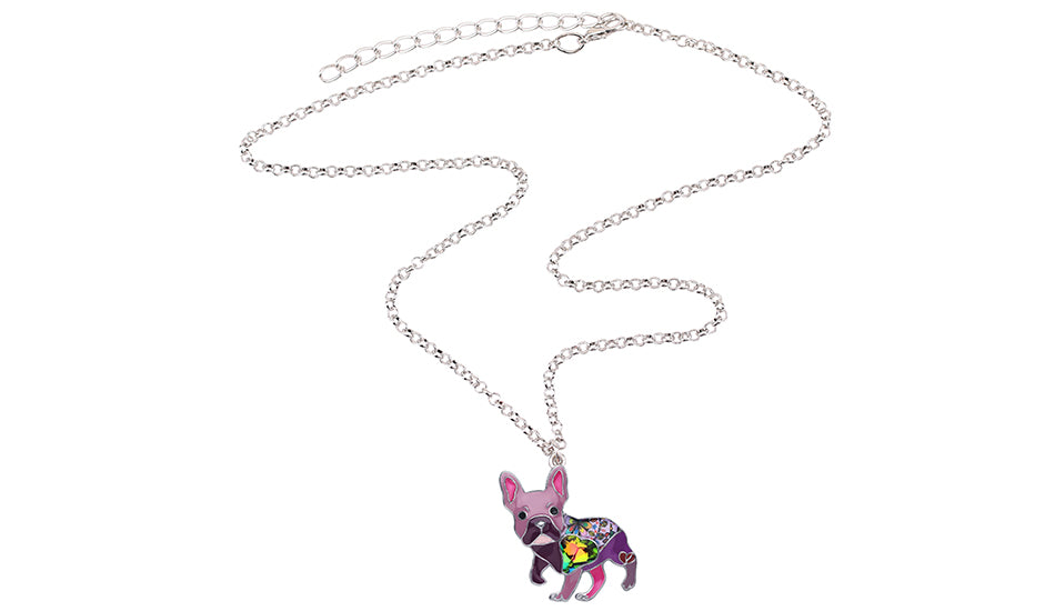 Frenchie French Bulldog Enamel Necklace