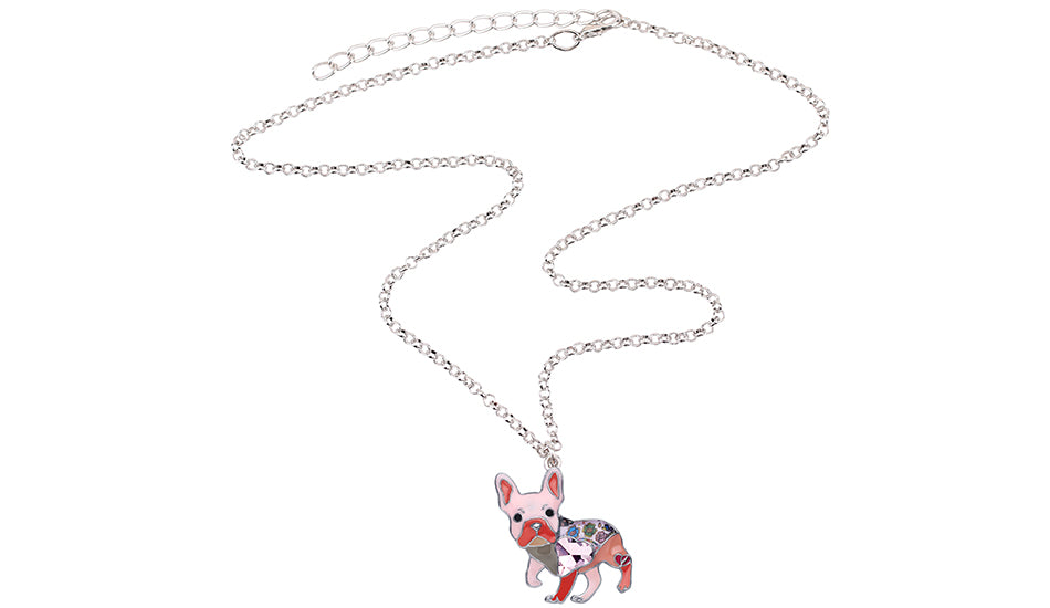 Frenchie French Bulldog Enamel Necklace