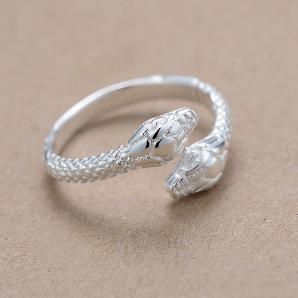 Adjustable Silver Plated Snake Ring