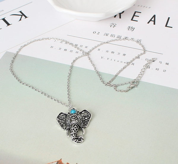 Boho Elephant Pendant Necklace