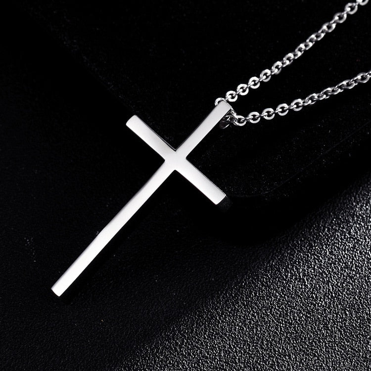 Men's Stainless Steel Large Solid Cross Necklace Secondary image