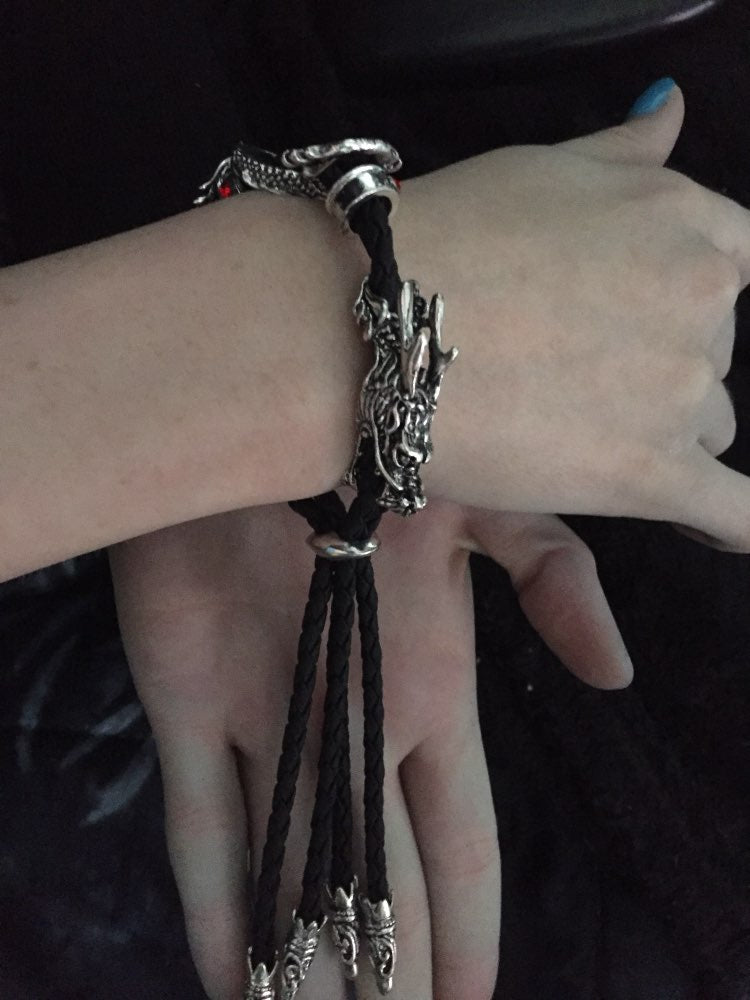 Classic Leather Dragon Bracelet Secondary image