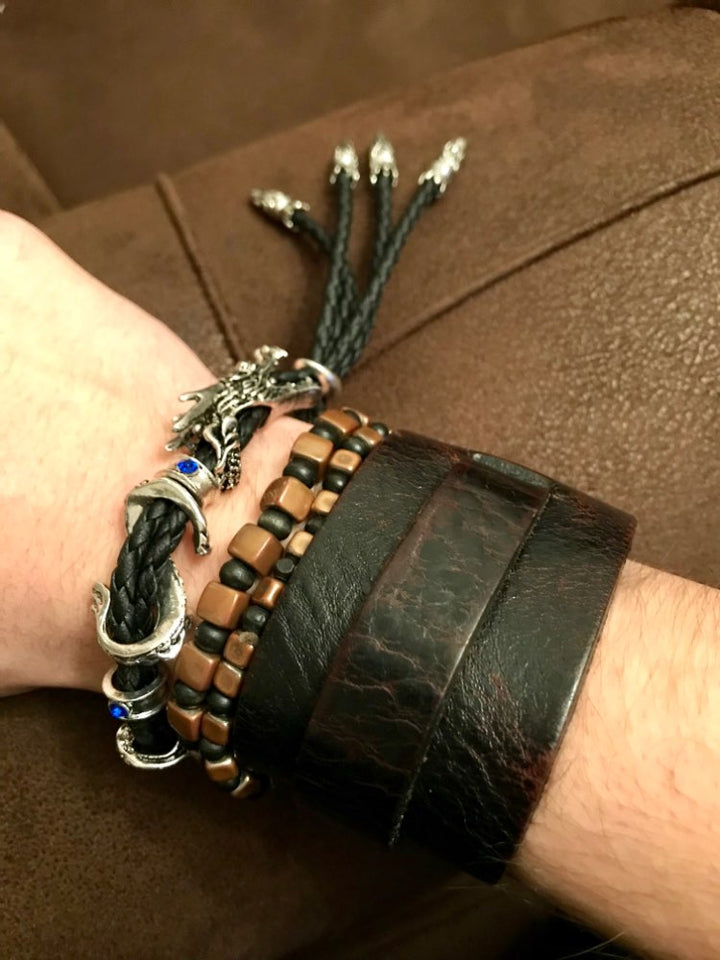 Classic Leather Dragon Bracelet