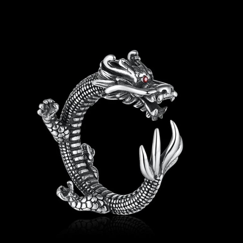 Zircon Eyes Sterling Silver Dragon Ring Secondary image