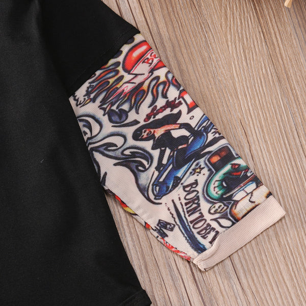 Sleeve Tattoo Print Baby Romper Bodysuit