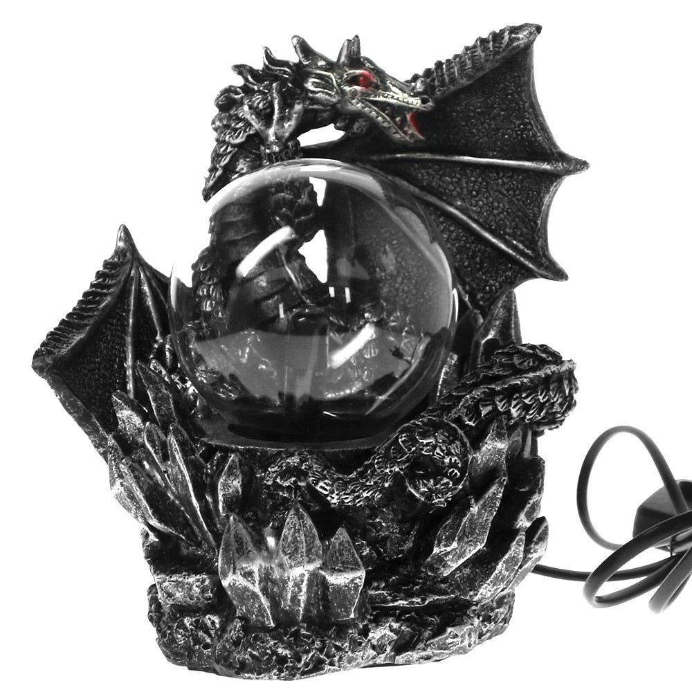 Fantasy Dark Dragon Plasma Ball Figurine