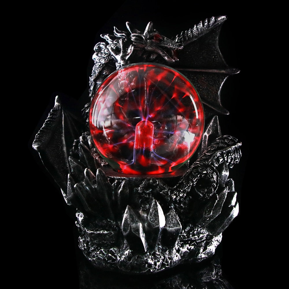 Fantasy Dark Dragon Plasma Ball Figurine