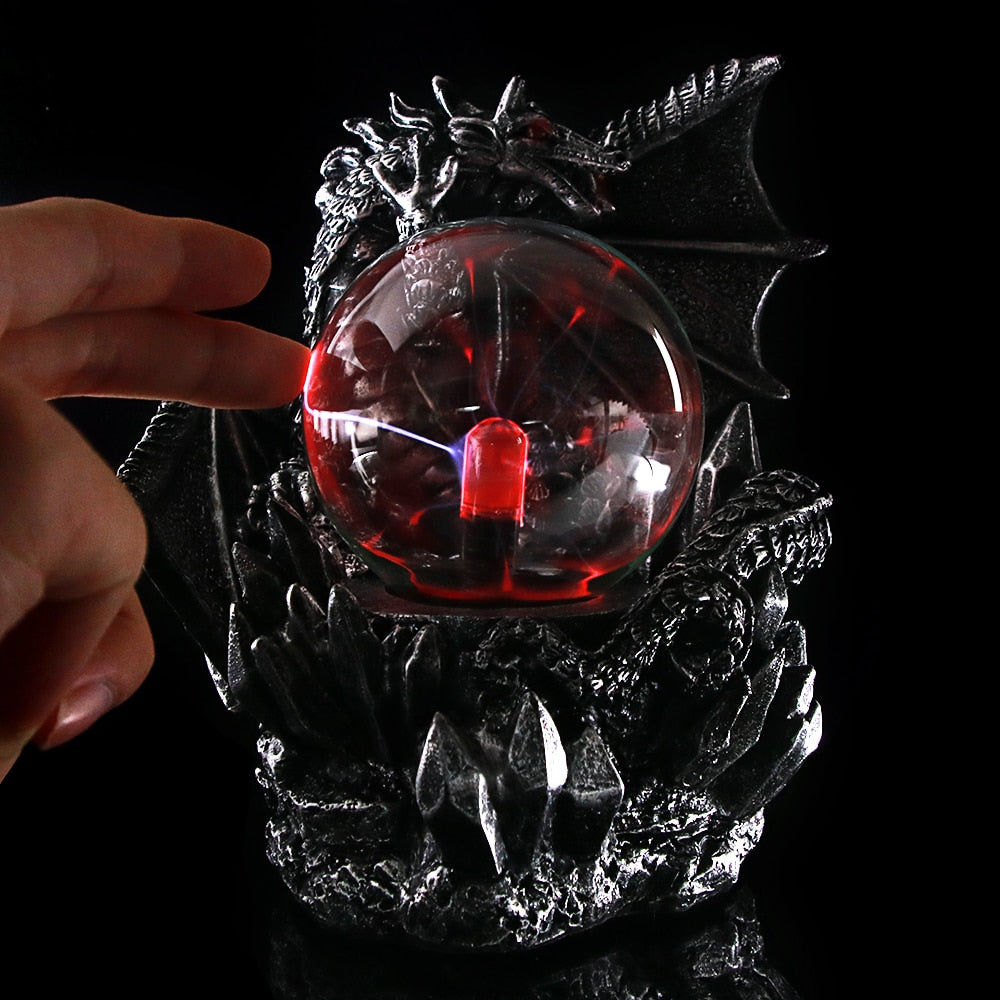 Fantasy Dark Dragon Plasma Ball Figurine