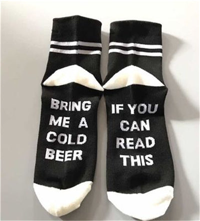 If You Can Read This Bring Me A Cold Beer Socks You will absolutely love wearing these snuggly socks! Made with an ultra comfy cotton material blend For ladies sizes approx 6-10 Get your "If You Can Read This Bring Me A Cold Beer Socks" now!