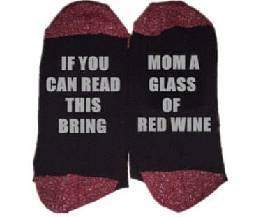 If You Can Read This Bring Mom A Glass Of Red Wine Socks Main image