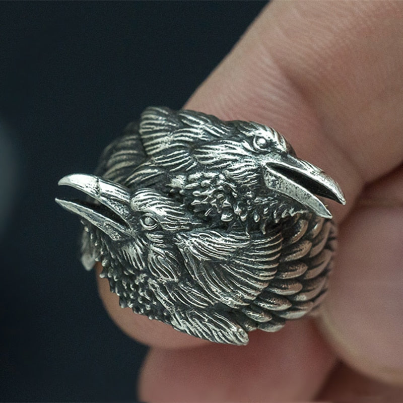 Odin's Two Entwined Ravens Ring Main image