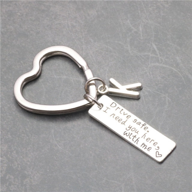 Drive Safe I Need You Here With Me Letter Keychain Secondary image