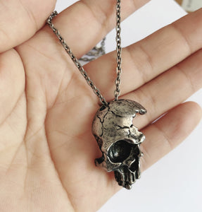Half Skull Pendant Necklace mens skull necklace