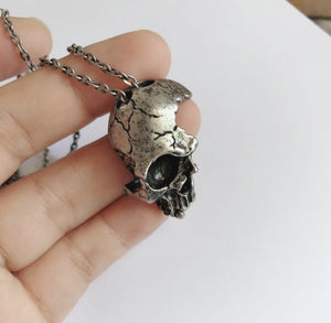 Half Skull Pendant Necklace mens skull necklace