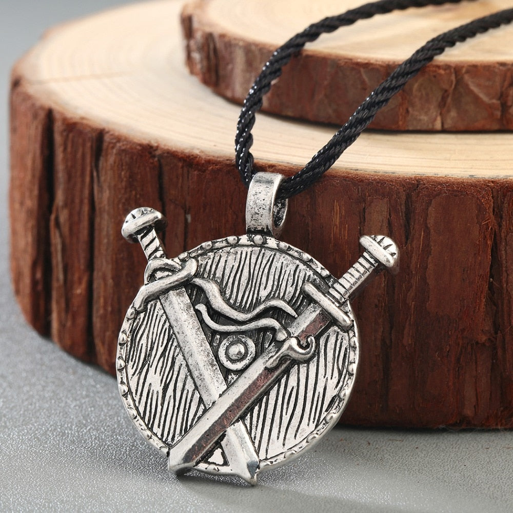 Double Sword & Shield Pendant Necklace Main image