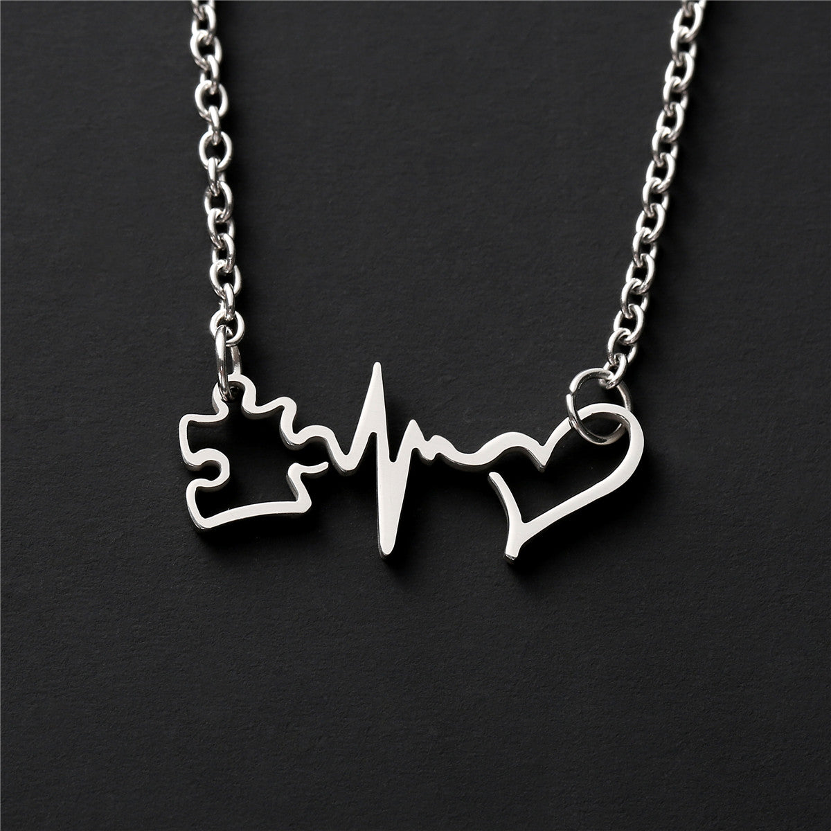 Autism Awareness Heartbeat Necklace Secondary image