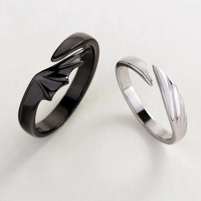 Angel & Devil Sterling Silver Divine Couple Rings Main image