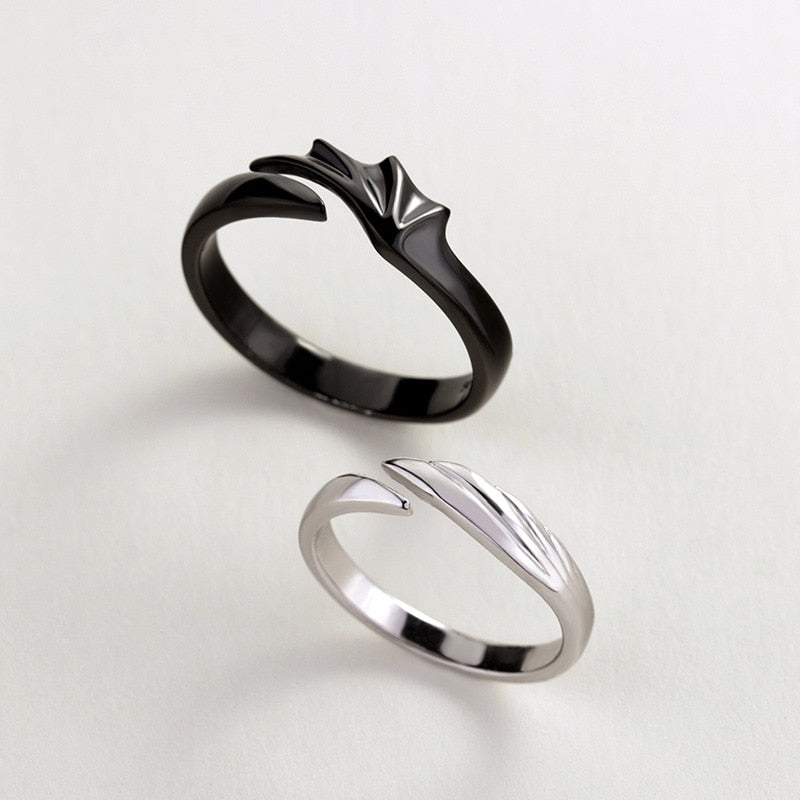 Angel & Devil Sterling Silver Divine Couple Rings Secondary image
