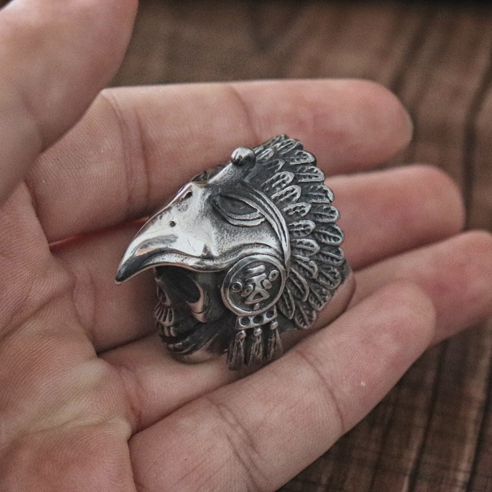 Ancient Indian Aztec Eagle Warrior Ring Main image