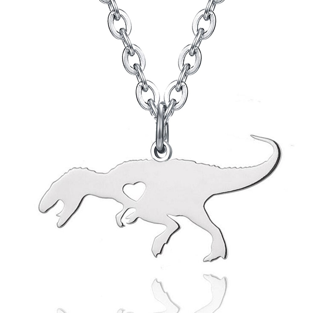 T-Rex Dinosaur Heart Necklace